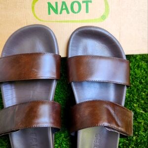 Leather, Naot-Maldive Slides, Pecan Brown, Men's 9, 42EU
